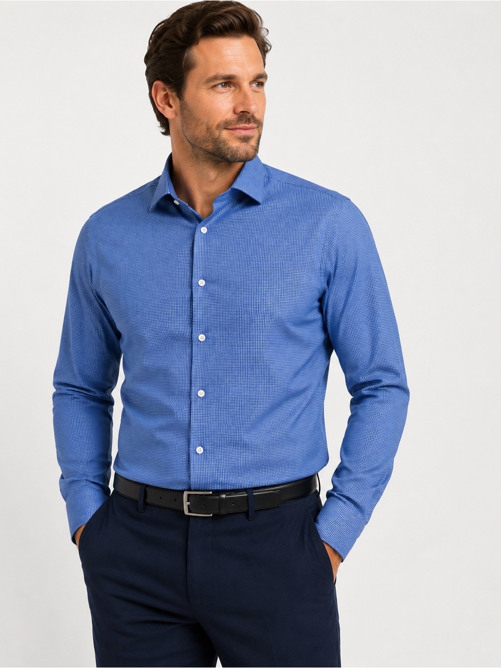 Calvin Klein Slim Fit Stretch Blue Geometric Print Dress Shirt Men’s 17 34/35 XL